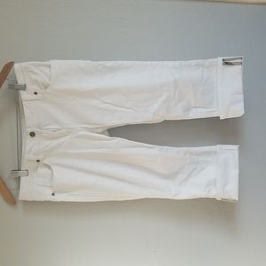 Women's Burberry White Buckingham cuffed crop Jeans in size 30.